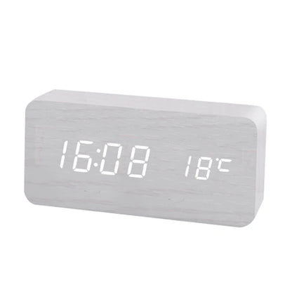 Wooden Digital Alarm Clock, LED Alarm Clock with Temperature Desk Clocks for Office,Bedside Clock Beauty World Shop