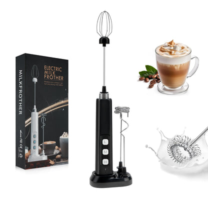 Wireless Rechargeable Electric Milk Frother - 3 Speeds, Handheld Foam Maker for Latte, Cappuccino, Hot Chocolate - USB Rechargea Beauty World Shop
