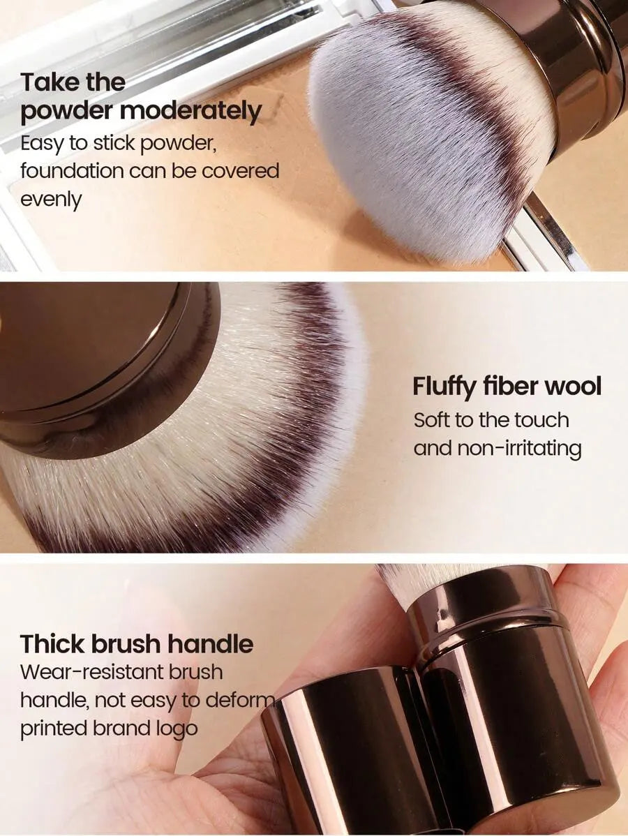 1pc Professional Face Retractable Makeup Brush,Blush Brush Foundation Brush Loose Powder Brush Synthetic Hair Ultra-Soft Doundat Beauty World Shop
