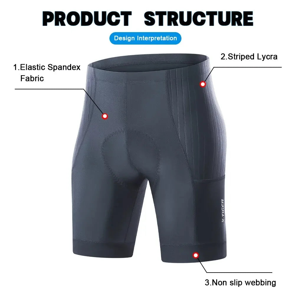 X-TIGER  Cycling Shorts Men Double Arrow Cushion Pad MTB Road Anti Slip Bike Shorts 7 Hours Ride Breathable Lycra Shorts Beauty World Shop