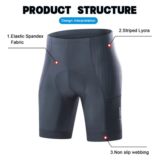 X-TIGER  Cycling Shorts Men Double Arrow Cushion Pad MTB Road Anti Slip Bike Shorts 7 Hours Ride Breathable Lycra Shorts Beauty World Shop