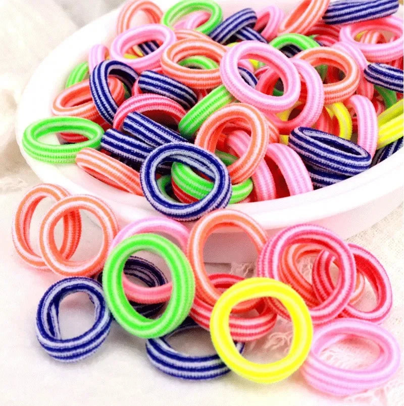 200PCS Women Girls Colorful Nylon Elastic Hair Bands Ponytail Hold Small Hair Tie Rubber Bands Scrunchie Hair Accessories Beauty World Shop