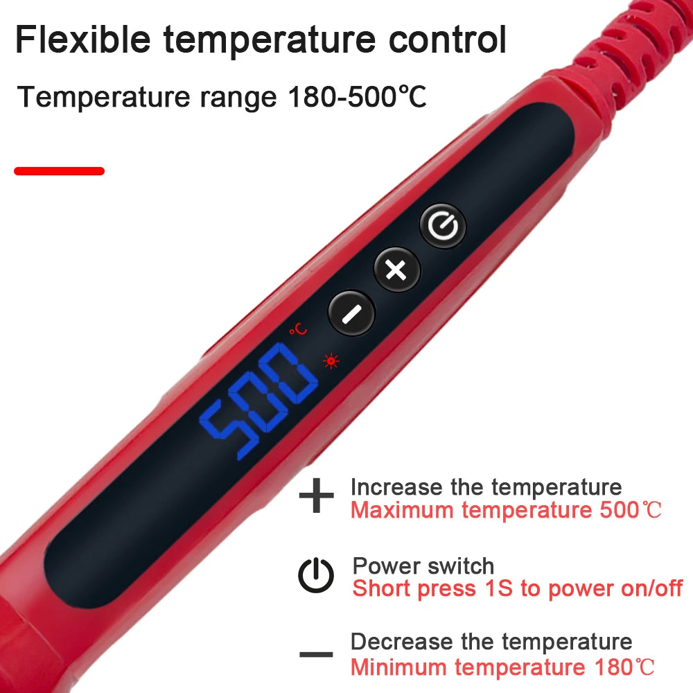 80W Soldering iron kit adjustable temperature LCD solder welding tools Ceramic heater soldering tips Tweezers soldering wire Beauty World Shop