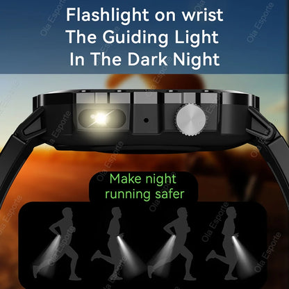 New Military GPS Smart Watch Men Flashlight Compass Waterproof Outdoor Sports Tracker Bluetooth Calls Smartwatch For Android IOS