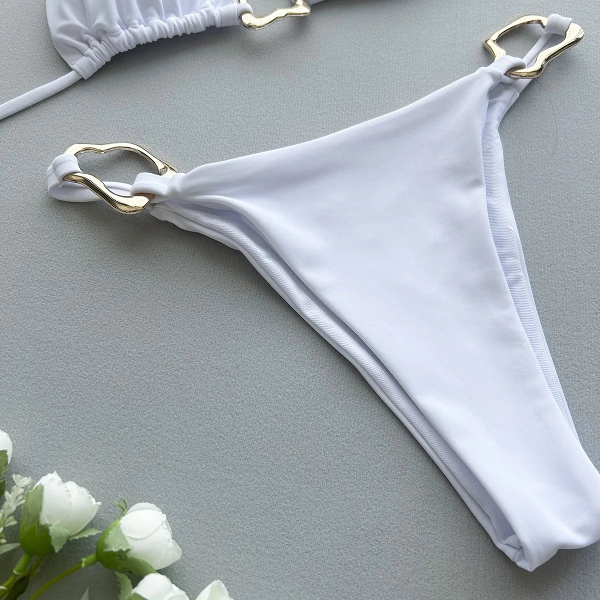 New Sexy Bikini Solid Color Lace-up Split Two-piece Swimsuit for Women Beauty World Shop