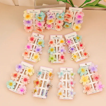 6PCs fashion colorful transparent flower small hair claw clips clamp hairpin Barrette for thick thin hair accessories for women Beauty World Shop
