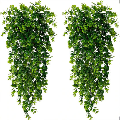 Artificial Hanging Plants Faux Eucalyptus Leaf Greenery Vine Outdoor UV Resistant Plastic Plants for DIY Home Wedding Decoration Beauty World Shop
