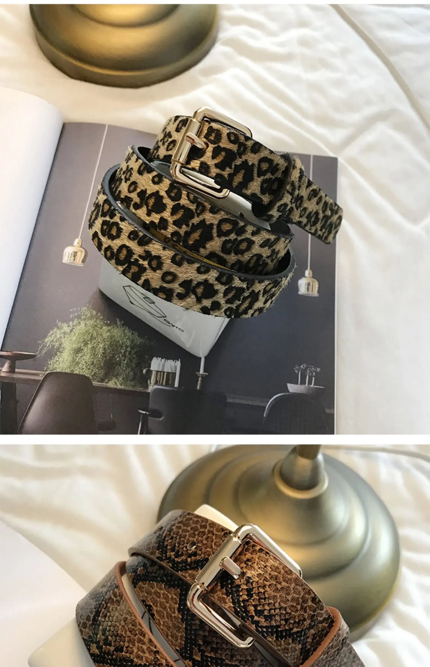 Hot Sale New Fashion Customized PU Leather Leopard Snake Print Slim Belt For Women Beauty World Shop