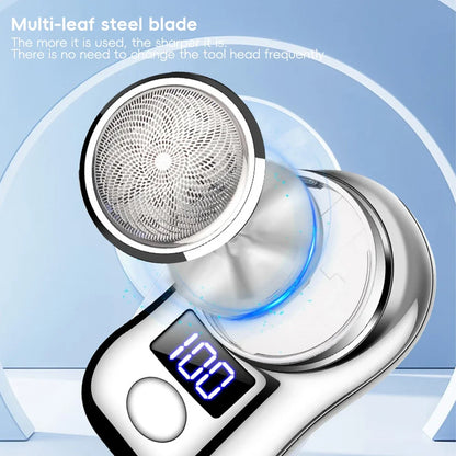 Men Shaving Tool Usb Rechargeable Portable Electric Shaver with Led Battery Display for Men Waterproof Mini Travel Rotary Razor