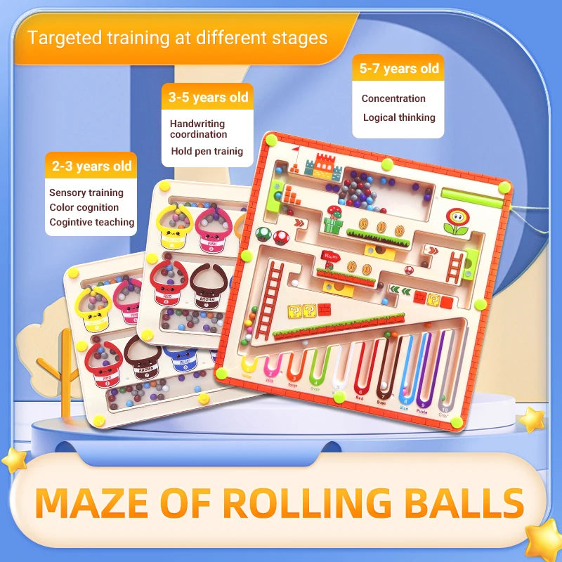 Children's Magnetic Maze Walking Ball Baby Concentration Training, Writing Logic Thinking 3 year Old Early Education Puzzle To Beauty World Shop