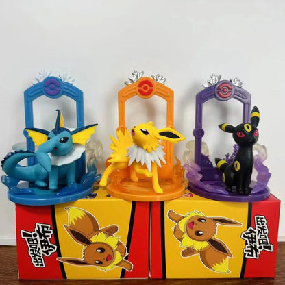 9pcs Pokemon Eevee Evolution Figure Set, Eevee Sylveon Espeon Glaceon Leafeon Anime Model Toys Collection for Kids Gift Beauty World Shop