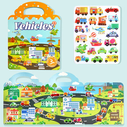 1 Book Jelly Sticker Book Quiet Book DIY Fun for Children's Scene Stickers Repeatedly Paste Puzzle Sticker Book Beauty World Shop