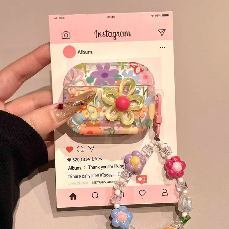 Luxury Summer Flower Earphone Case For AirPods 4 1 2 3 Pro 2021 Wireless Bluetooth Headset TPU Flower Protective Cover
