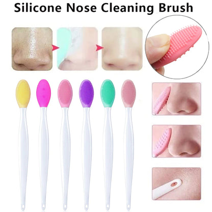 1PC/4PCS  Beauty Skin Care Wash Face Silicone Brush Exfoliating Nose Clean Blackhead Removal Brushes Tools With Replacement Head Beauty World Shop