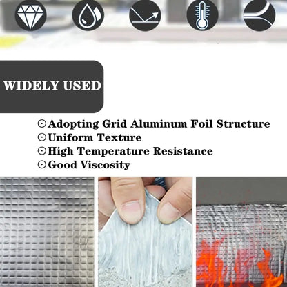 Waterproof Tape High Temperature Resistance Aluminum Foil Thicken Butyl Tape Wall Pool Roof Crack Duct Repair Sealed Self Tape Beauty World Shop