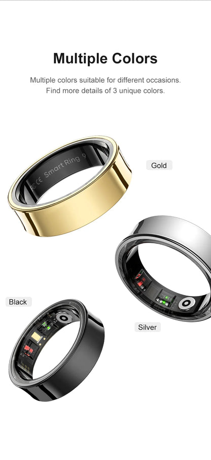 R09 Smart Ring Men Women with Charging Case,Heart Rate Blood Oxygen,Skin Temperature Monitor,5ATM Waterproof For Android iOS Beauty World Shop