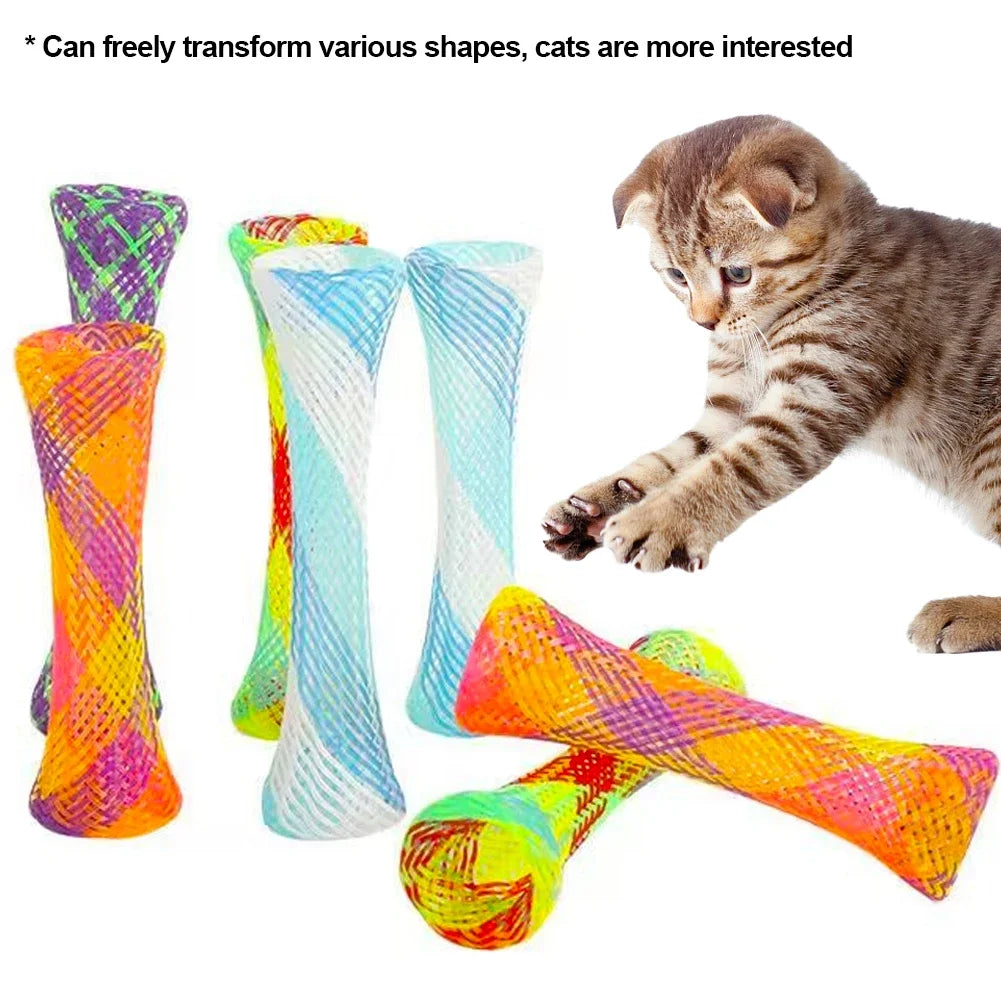 10Pcs Kitten Cat Spring Toys Bouncing Jumping Catcting Pet Toy Colorful Interactive Springs Telescopic Tube Coil Spiral Springs Beauty World Shop