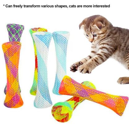 10Pcs Kitten Cat Spring Toys Bouncing Jumping Catcting Pet Toy Colorful Interactive Springs Telescopic Tube Coil Spiral Springs Beauty World Shop