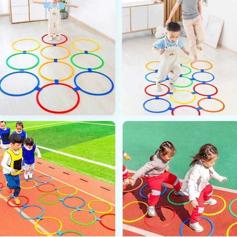 New Outdoor Kids Funny Physical Training Sport Toys Lattice Jump Ring Set Game 10 Hoops 10 Connectors for Park Play Boys Girls Beauty World Shop