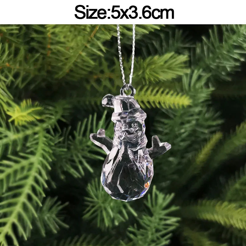 5pcs Christmas Home Decorations Crystal Acrylic Ornaments Snowflake Elk Xmas Tree Hanging Pendants Navidad 2025 New Year Gift Beauty World Shop