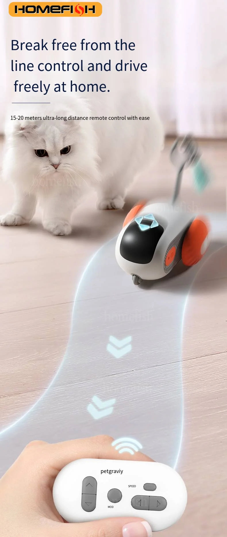 Smart Cat Car 2 Modes Automatic Moving Remote Controlled Car for Cats Dogs Interactive Playing Kitten Training Pet Supplies Beauty Fashion