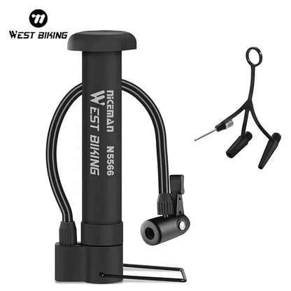 WEST BIKING 80 PSI MTB Bicycle Pump Bike Manual Air Pump Balloon Tire Inflator Schrader Valve Floor Pump Cycling Accesories