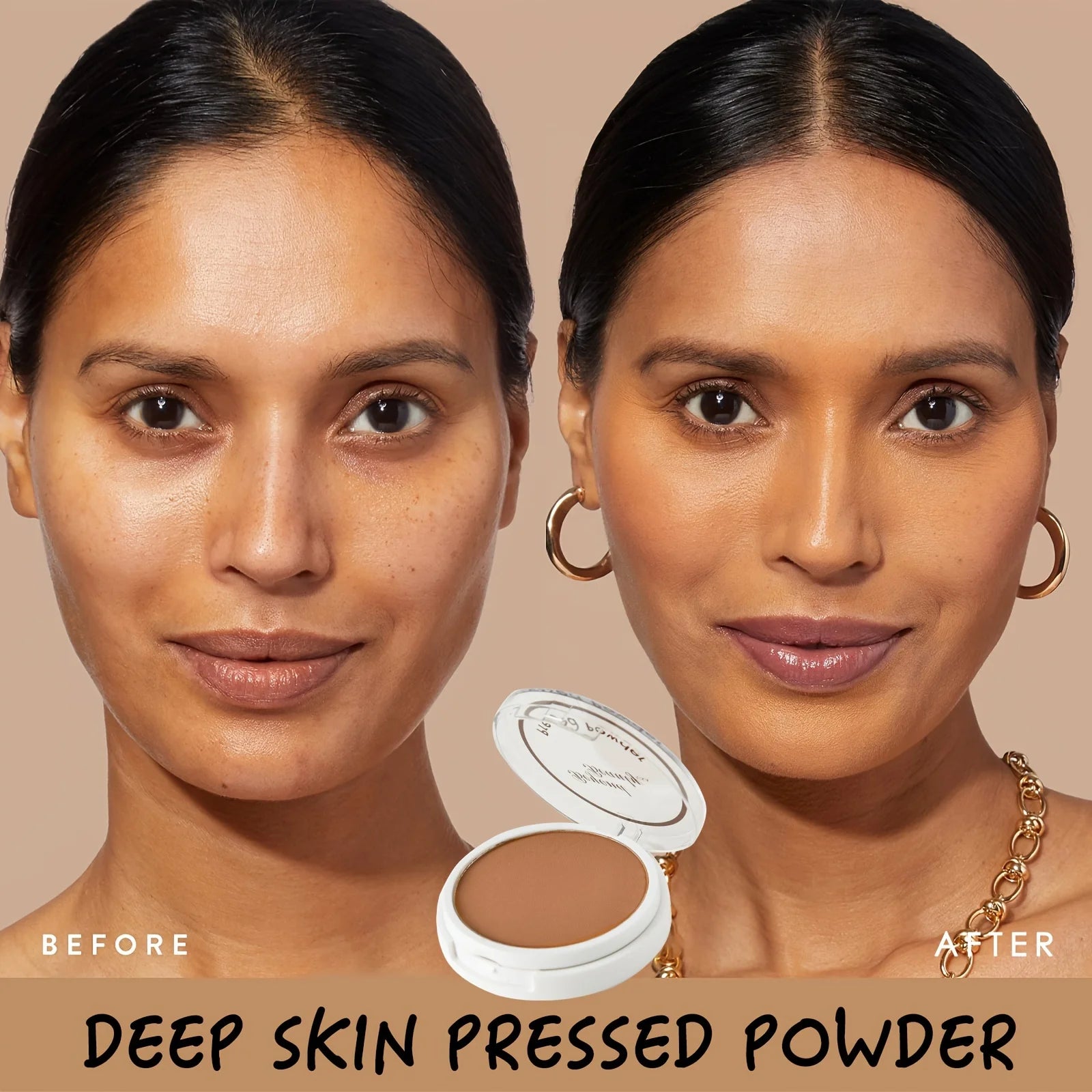 Wheat Bronzing Powder for Dark Skin, Matte Finish, Sweatproof & Oil Dark Foundation Concealer, Powder Puff And Mirror Beauty World Shop