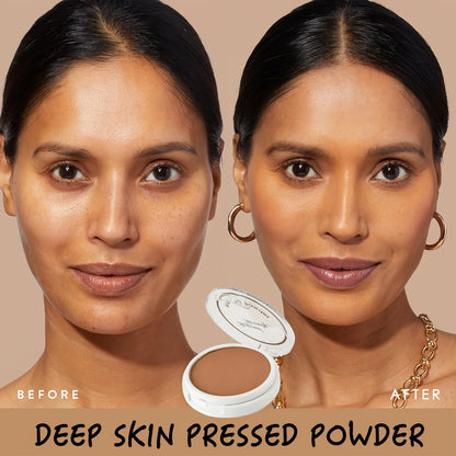 Wheat Bronzing Powder for Dark Skin, Matte Finish, Sweatproof & Oil Dark Foundation Concealer, Powder Puff And Mirror Beauty World Shop