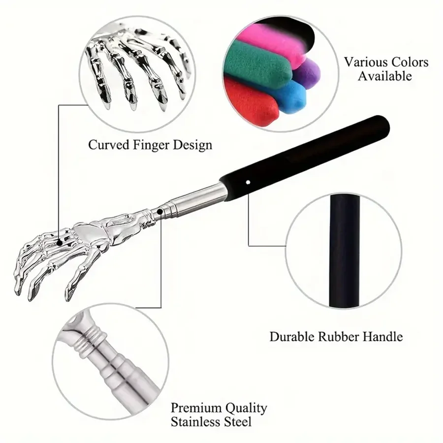 silvery Telescopic Back Scratcher,  Portable Extendable Stainless Steel  Scratchers for Men Women ，Mothers Gifts，Gifts For Men，G Beauty World Shop