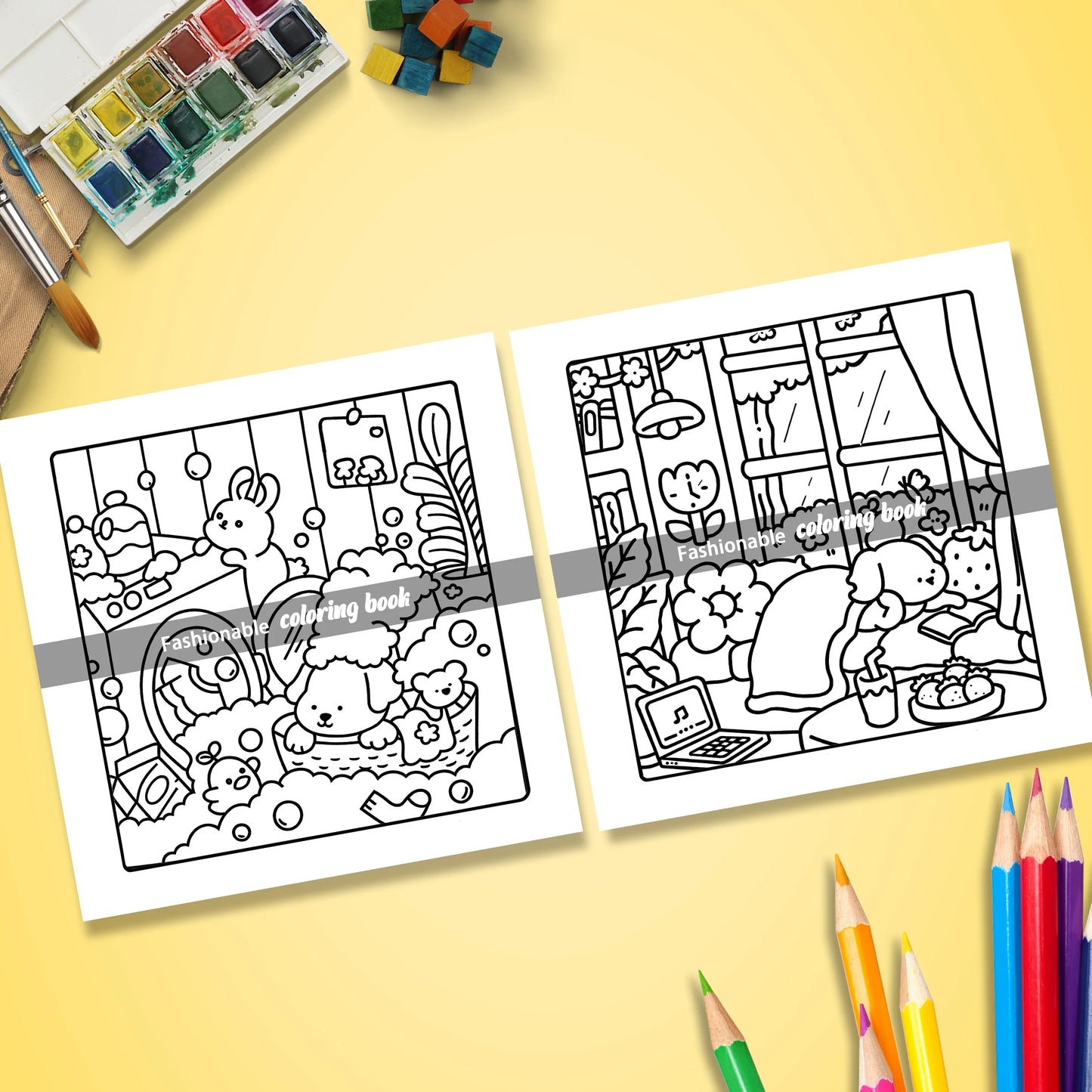 COZY CUTIES Bold-easy Patterns Coloring Book for Adults Cute Drawing Book Perfect Gift for Party and Birthday Beauty World Shop
