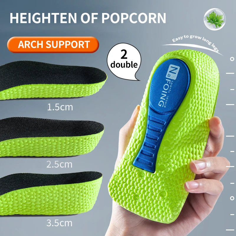 Memory Foam Height Increase Insoles for Men Women Shoes Flat Feet Arch Support Orthopedic Insoles Sneakers Heel Lift Care Insole Beauty World Shop