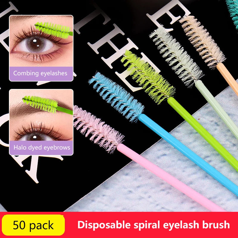 50Pcs Eyelash Brushes Makeup Brushes Disposable Mascara Wands Applicator Spoolers Eye Lashes Cosmetic Brush Lash Extension Tool Beauty World Shop