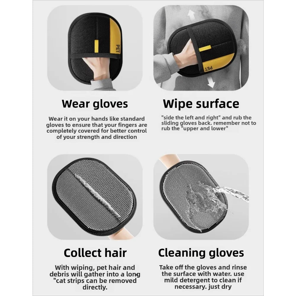 Cat Hair Cleaner Pet Gloves Household Hair Remover Cat Dog Hair Remover Brush Remover Hair Sticking Device Home Hair Scraper Beauty World Shop