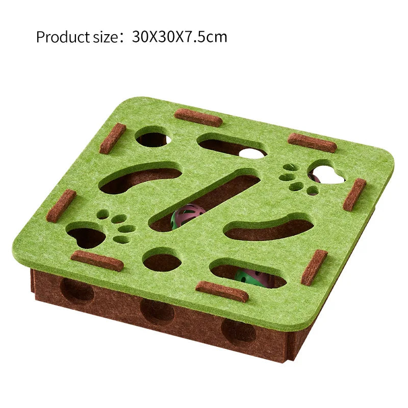 Interactive Cat Puzzle Toy Felt Toy Box with Maze Tunnel Bell Ball Indoor Entertainment Cat Toy Beauty World Shop