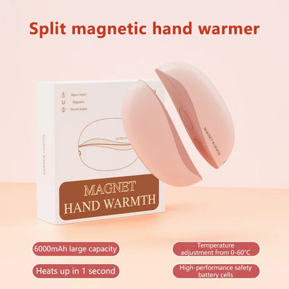 Hand Warmer Rechargeable Magnetic Design Electric Handwarmers 6000mah Split-type Skin-friendly Material Electric Heater Beauty World Shop