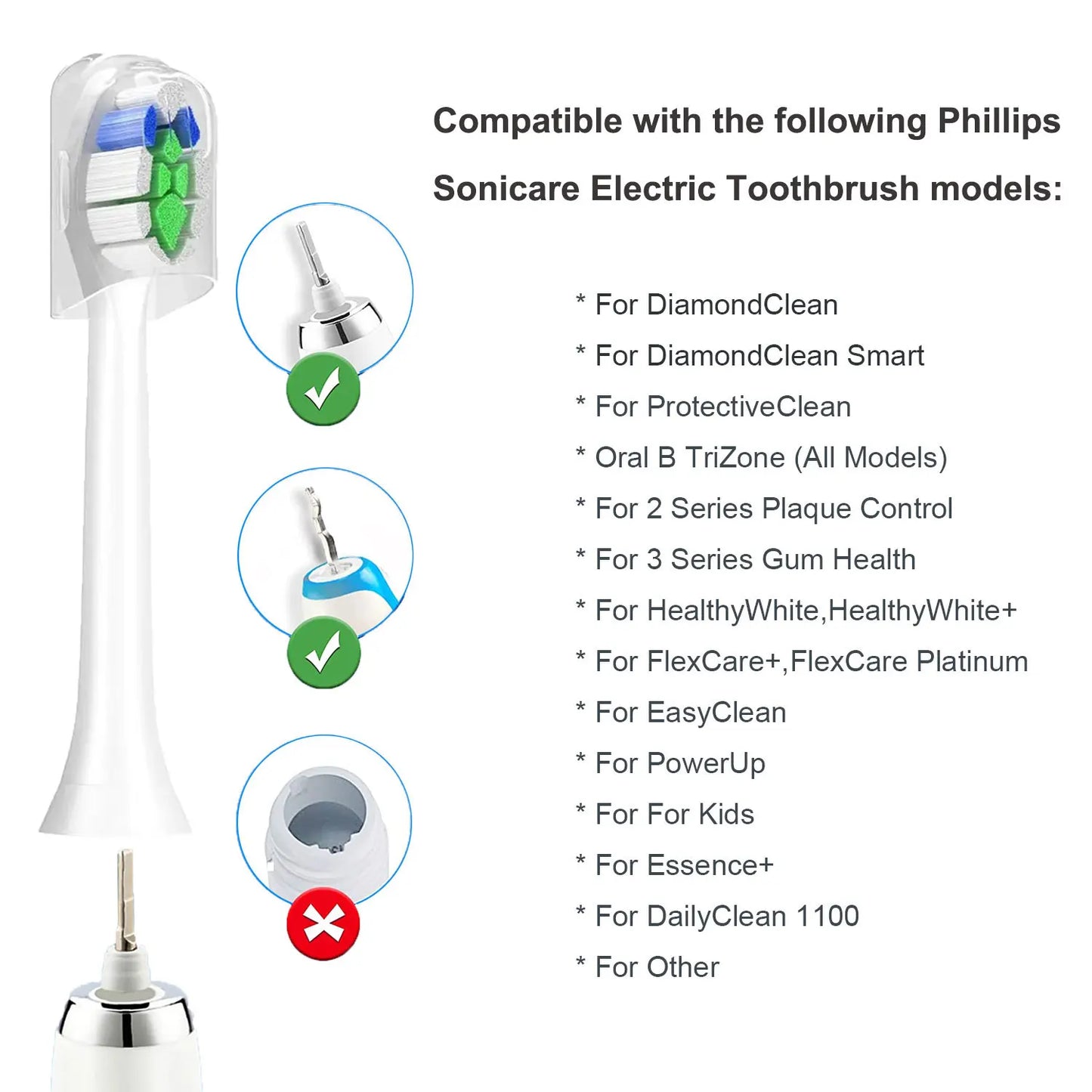4/8/12/16 Pcs Replacement Toothbrush Heads Compatible with Philips Sonicare Electric Toothbrush Refills for 1100 2100 4100 5100 Beauty World Shop