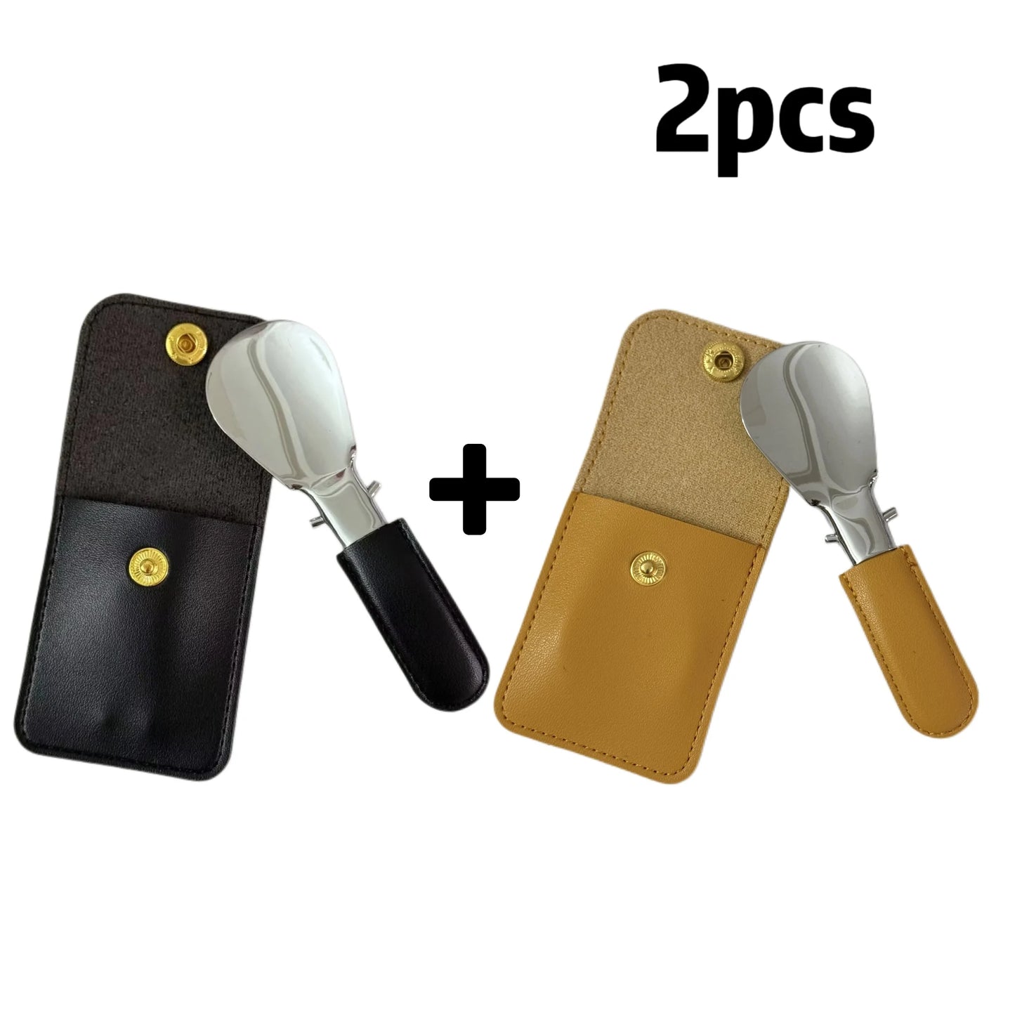 1 stainless steel shoehorn with leather bag, mini portable folding shoehorn, shoehorn for men and women. Beauty World Shop