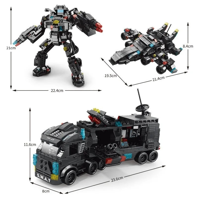 Compatible with Lego 585Pcs City Police Station SWAT Truck Car Building Blocks DIY Toys for Boys Kids Gifts Beauty World Shop