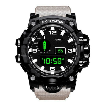 Fashion Men's Watch Sports Electronic Wristwatch Large dial Multifunctional Waterproof Luminous Alarm Kids Male's Military Watch Beauty World Shop