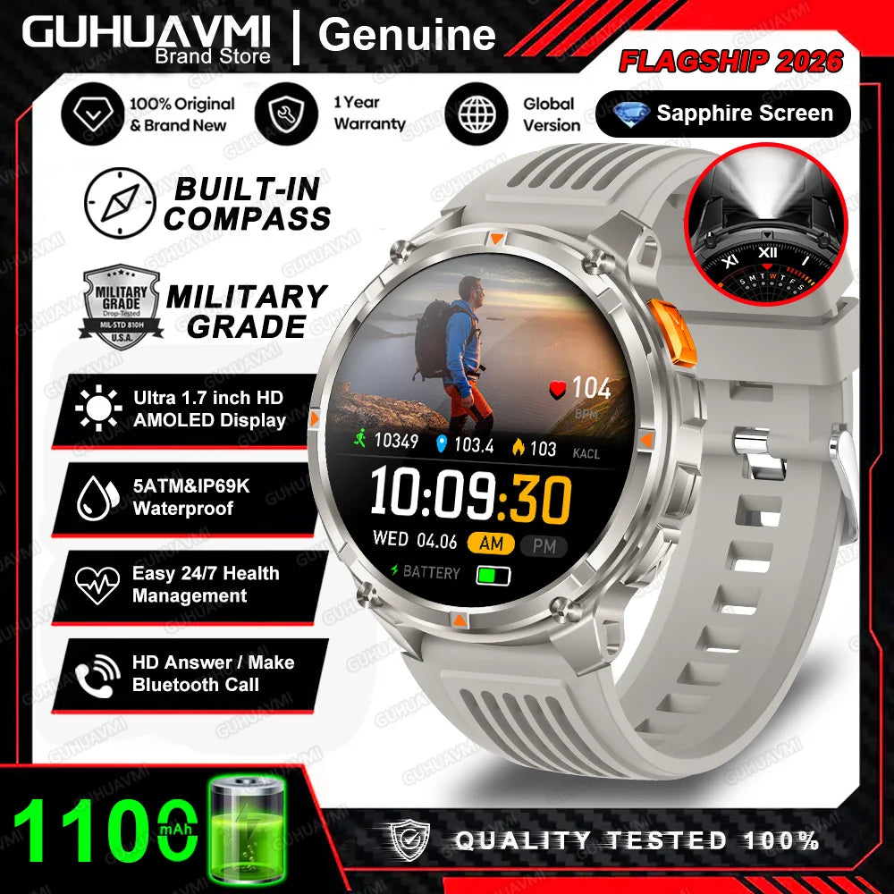 2026 New T-Rex3 Pro 1100mAh Battery Smart Watch GPS path 5ATM Waterproof Sports Run tracker Outdoors Compass Military Smartwatch Beauty World Shop