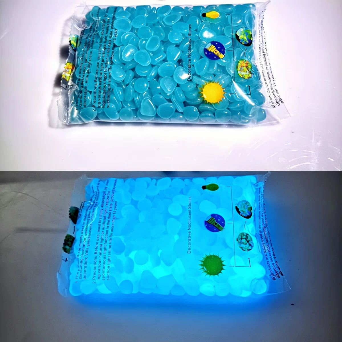 100pcs Glow In The Dark Pebbles, Resin Luminous Stones For Landscape, Garden Paths, Potted Plants, Parks, Aquarium Decor, Beauty World Shop