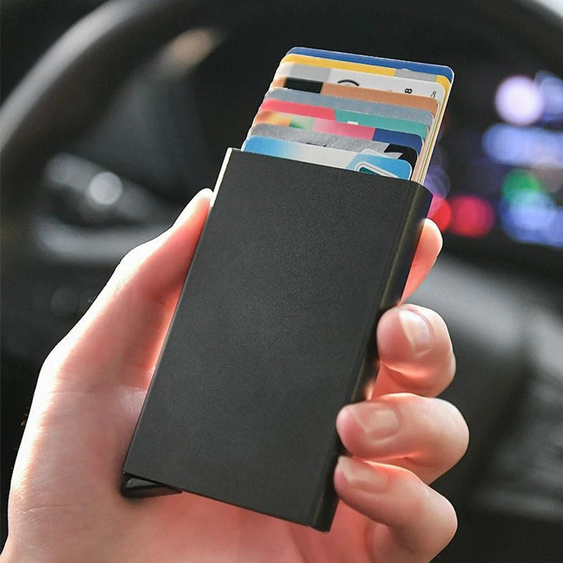 Rfid Smart Wallet Card Holder Metal Thin Slim Men Women Wallets Pop Up Minimalist Wallet Small Black Purse Vallet Walets for Men Beauty World Shop