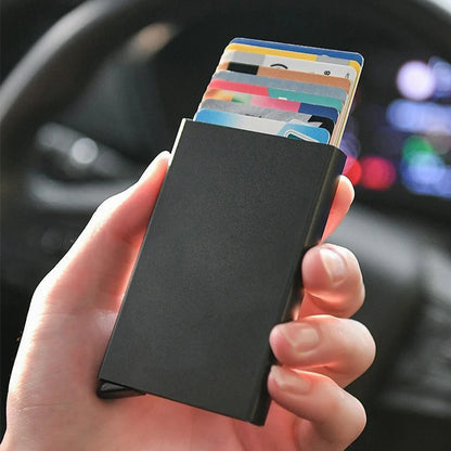 Rfid Smart Wallet Card Holder Metal Thin Slim Men Women Wallets Pop Up Minimalist Wallet Small Black Purse Vallet Walets for Men Beauty World Shop