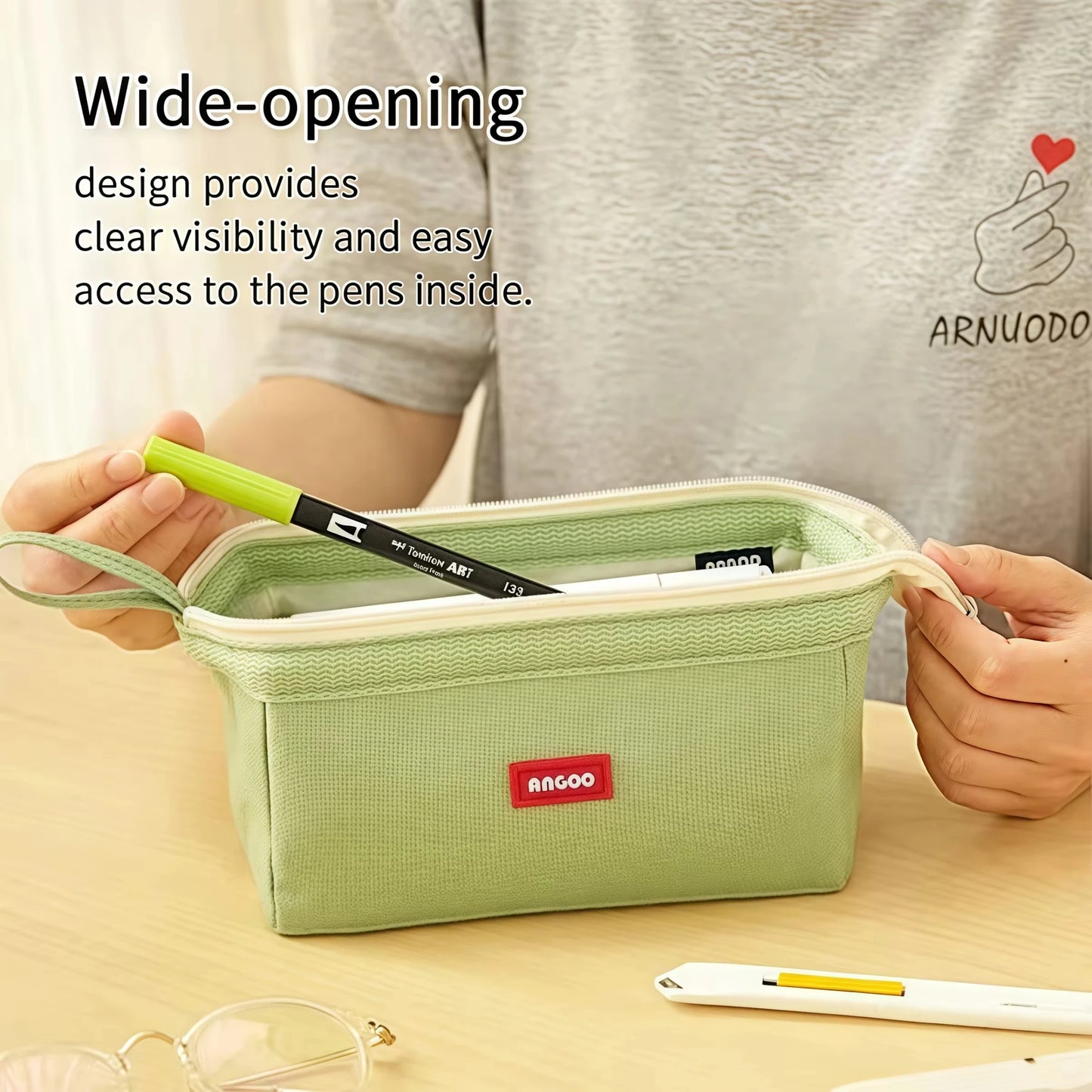 Large Capacity Pencil Case With Pen Holder Label Minimalist Student Stationery Storage Creative Stationery Storage Bag Beauty World Shop