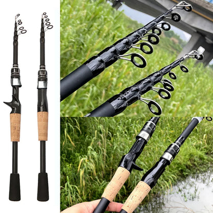 Telescopic Lure Rod 1.5M 1.8M 2.1M 2.4M Carbon Spinning Rod Baitcasting Fishing Pole 8g-25g Wooden Handle Casting Fishing Tackle Beauty Trend Shop