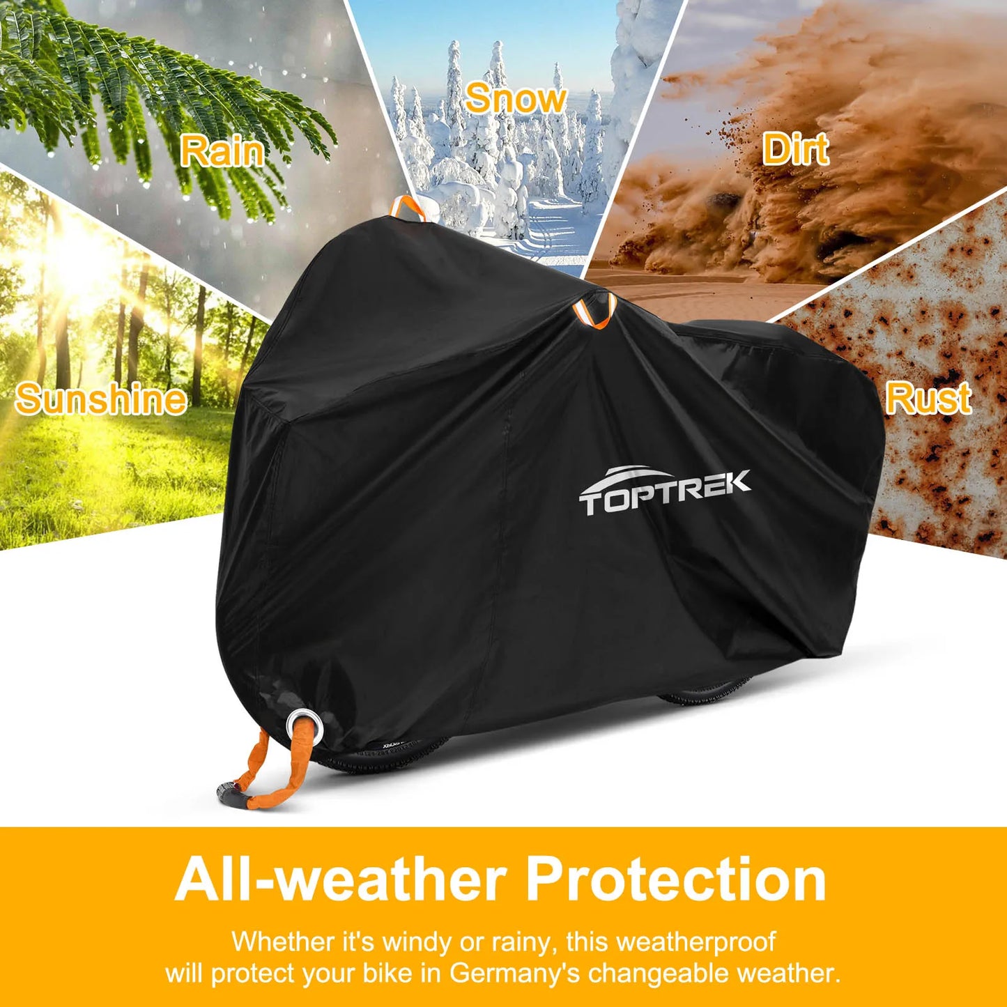 Toptrek Bike Cover 210D Oxford Outdoor Storage Waterproof & Anti-UV Bicycle Cover with Waterproof Membrane for Two Bicycles Beauty World Shop