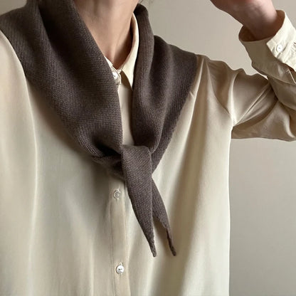 100% Australian Wool Knitted Triangle Scarf Shawl Women's Autumn  Winter Warm Neck Protection Scarf Decorative  Small Scarf Beauty World Shop