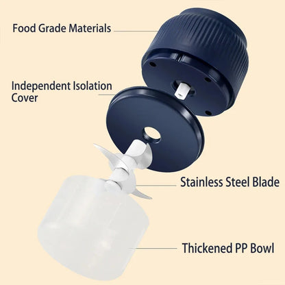 250ml Mini Wireless USB Rechargeable Electric Vegetable Chopper Garlic Crusher Food Chopper for Kitchen Gadgets for Garlic Beauty World Shop