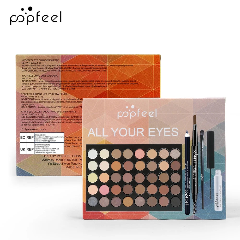 POPFEEL Eye Makeup Set, Eyeshadow Palette, Eyeliner, Mascara, Eyebrow Pencil, Makeup Tool Set Box, Gifts For Women Beauty World Shop