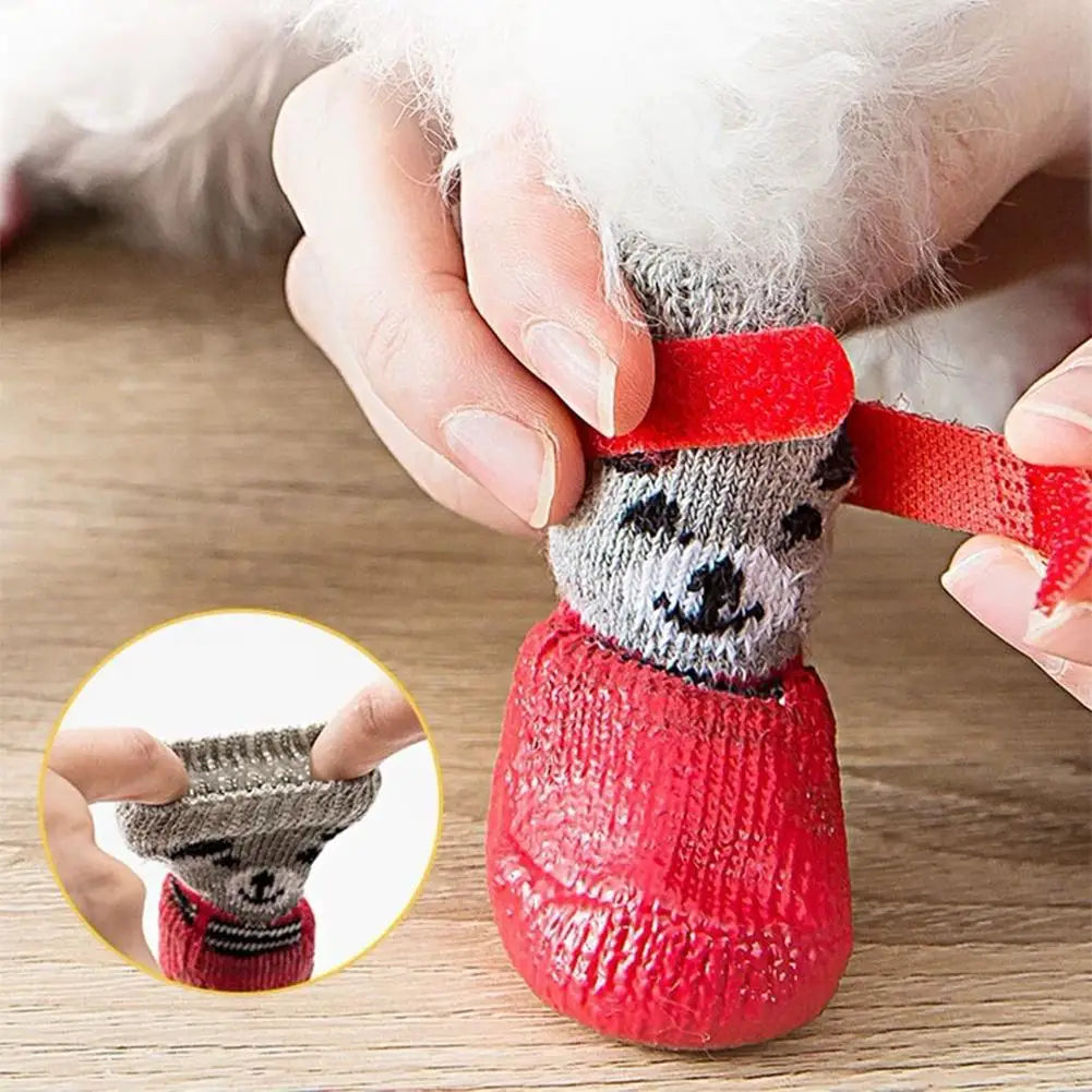 4pcs/lot Winter Warm Dog Socks Anti-Slip Rain Snow Boots Waterproof Puppy Chihuahua Dogs Shoes Booties for Small Large Dogs Beauty Trend Shop